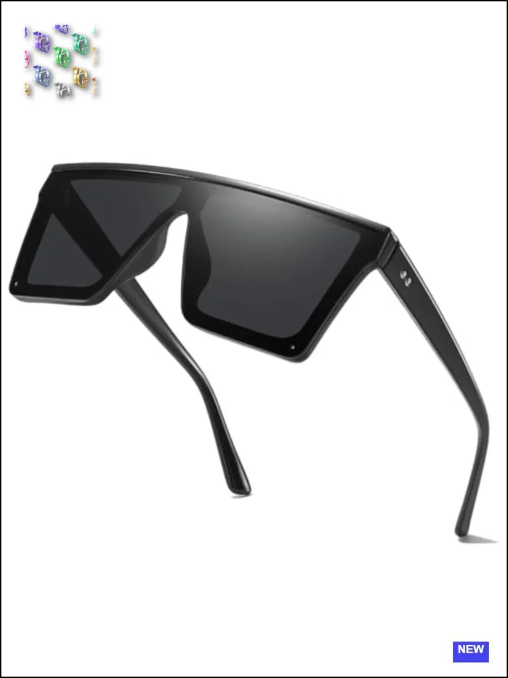 Oversized Flat Top Sunglasses UV400 Protection Unisex Square